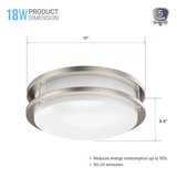 12 Inch Dimmable LED Flush Mount Ceiling Lights, Double Ring, 15W 1050LM, 3000K/4000K /5000K Changeable Ceiling Lights, Brushed Nickel Finish Ceiling Lamp For Kitchen Hallway Bedroom Laundry