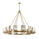 12-Light Ring Chandelier Ceiling Light in Brass Finish with Clear Glass, 120V, Bulb Type B10, Socket Type E12, Max wattage Per Socket 60W - 50“D x 39”H