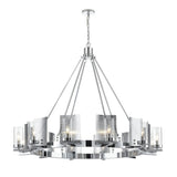 12-Light Ring Chandelier Ceiling Light in Chrome Finish with Clear Glass, Diam 50" Height 39", 120V, Bulb Type B10, Socket Type E12, Max wattage Per Socket 60W