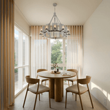 12-Light Ring Chandelier Ceiling Light in Chrome Finish with Clear Glass, Diam 50" Height 39", 120V, Bulb Type B10, Socket Type E12, Max wattage Per Socket 60W