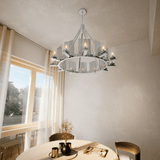 12-Light Ring Chandelier Ceiling Light in Chrome Finish with Clear Glass, Diam 50" Height 39", 120V, Bulb Type B10, Socket Type E12, Max wattage Per Socket 60W