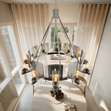 12-Light Ring Chandelier Ceiling Light in Chrome Finish with Clear Glass, Diam 50" Height 39", 120V, Bulb Type B10, Socket Type E12, Max wattage Per Socket 60W
