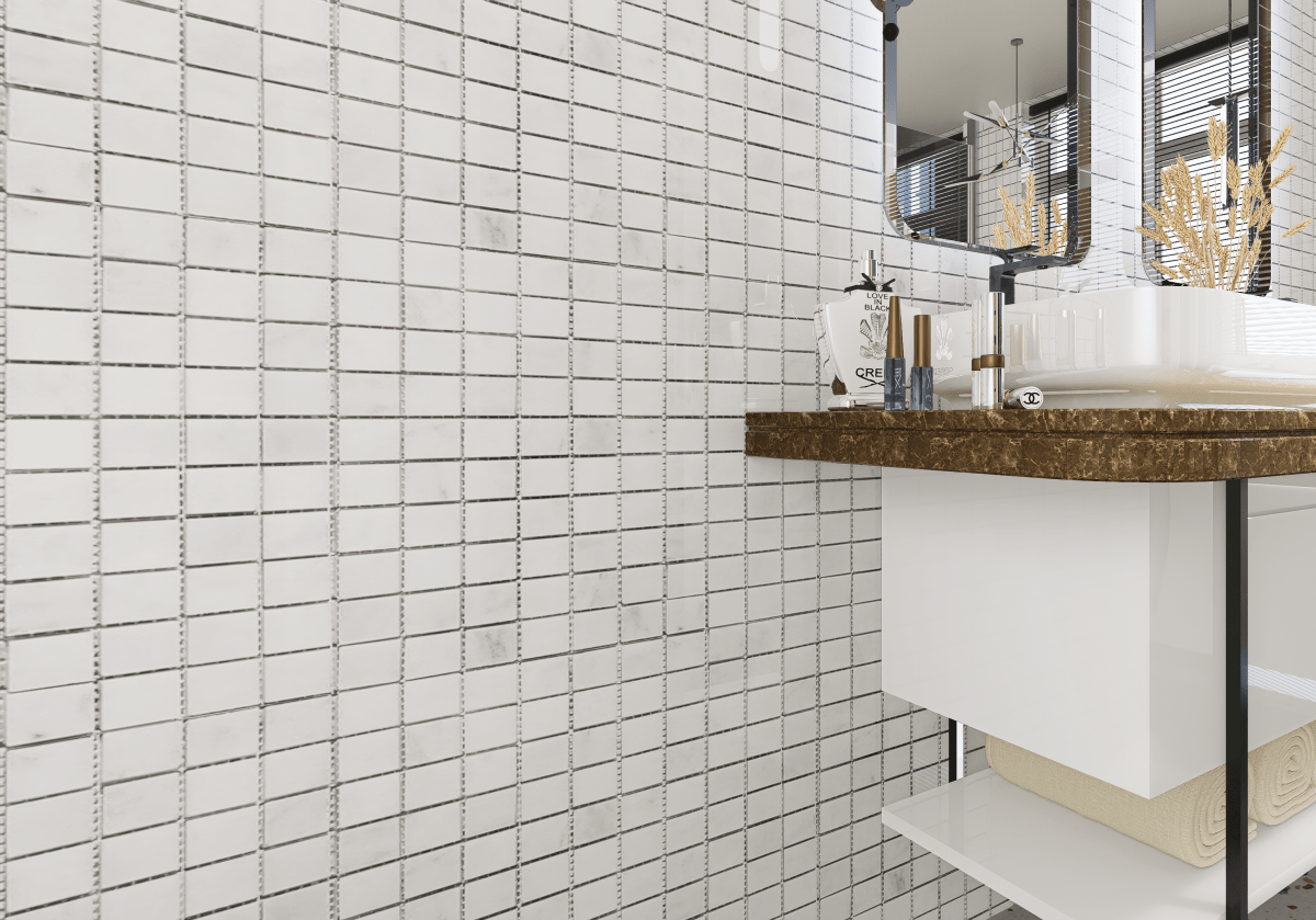 12 X 12 In Bianco Venatino Honed Marble Mosaic