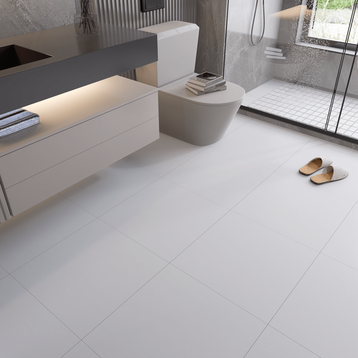 12 X 12 In Prima True White Matte Rectified Glazed Porcelain