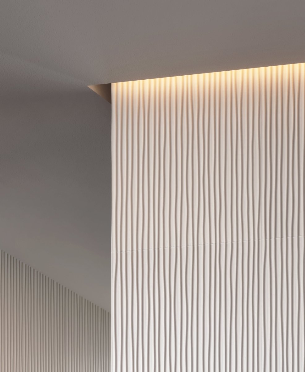 12 X 24 In Amplitude Linea White Glossy Rectified Glazed Ceramic