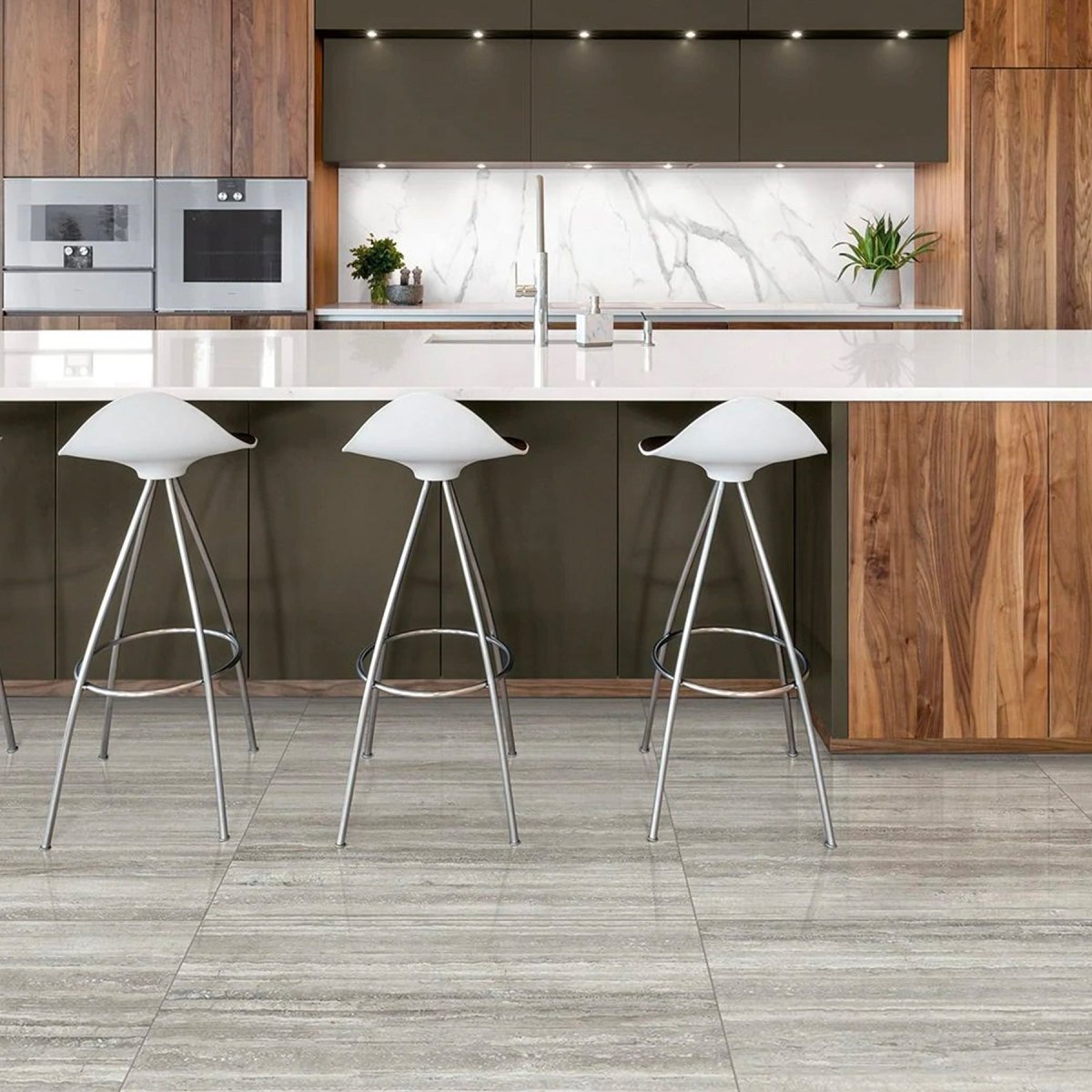12 x 24 in. La Marca Travertino instrata Polished Rectified Glazed Porcelain Wall & Floor Tile