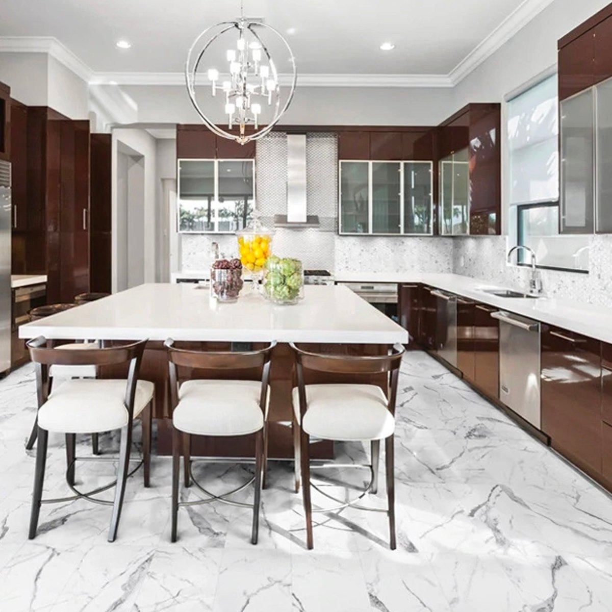 12 x 24 in. Mayfair Statuario Venato Polished Rectified Glazed Porcelain Tile