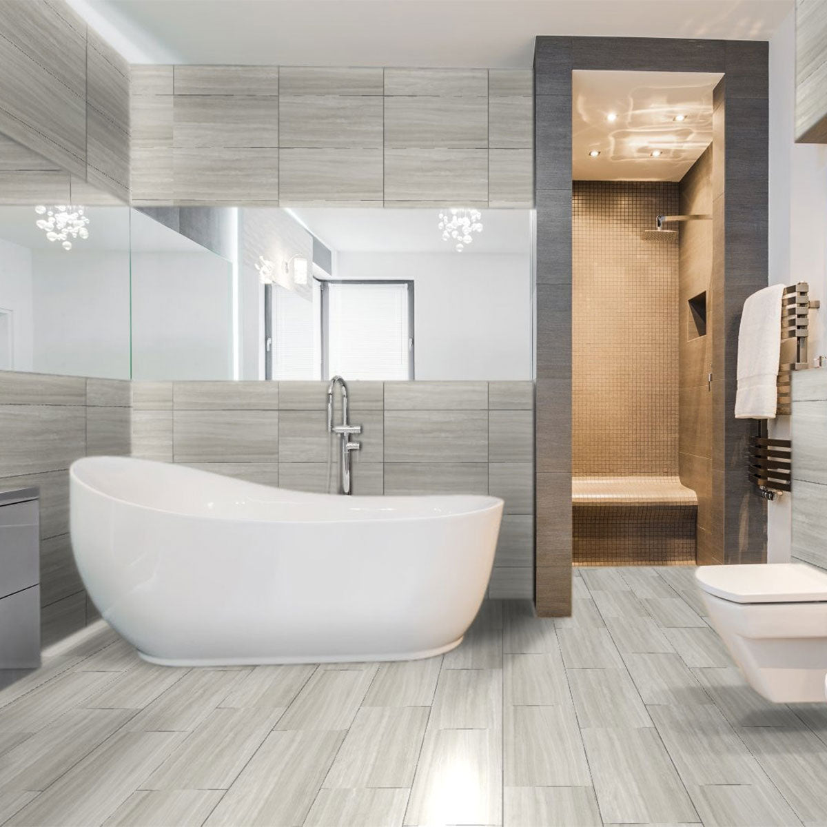 12 x 24 in. Mayfair Suave Bianco Polished Rectified Glazed Porcelain Tile