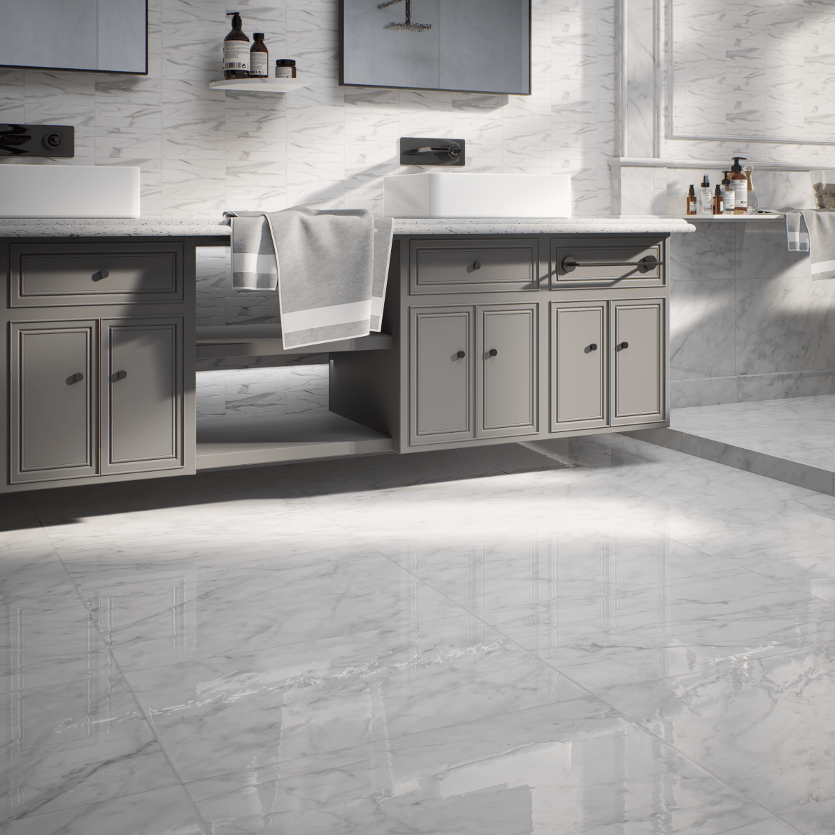 12 X 24 In Plata Carrara Polished Rectified Glazed Porcelain