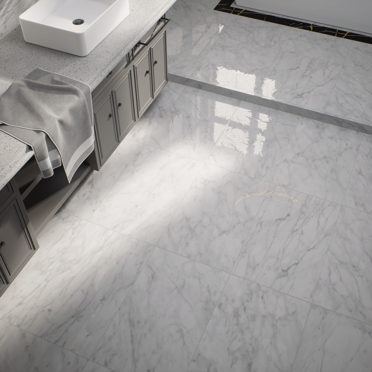 12 X 24 In Plata Carrara Polished Rectified Glazed Porcelain