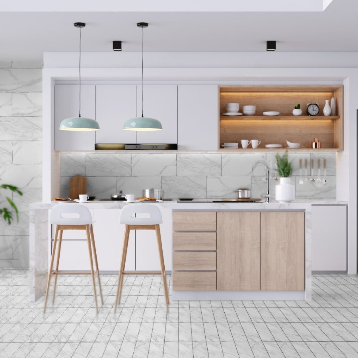12 x 24 in. Plata Rectified Glazed Statuario Brina Polished Porcelain Wall & Floor Tile