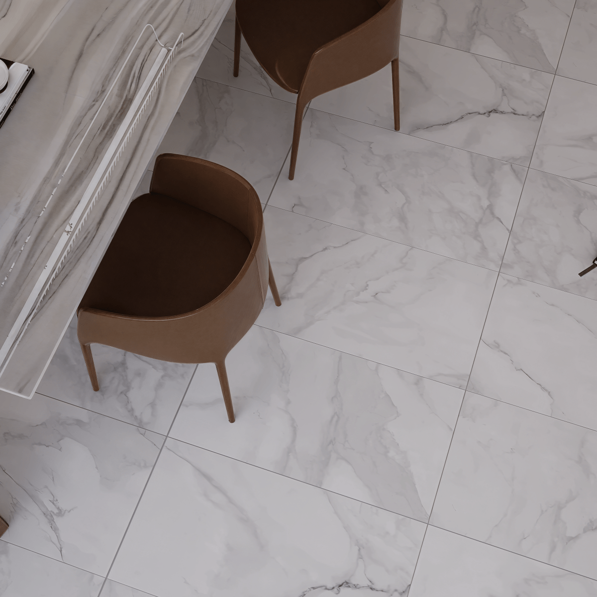 12 x 24 in. Plata Rectified Glazed Statuario Brina Polished Porcelain Wall & Floor Tile