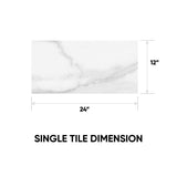 12 x 24 in. Plata Rectified Glazed Statuario Brina Polished Porcelain Wall & Floor Tile