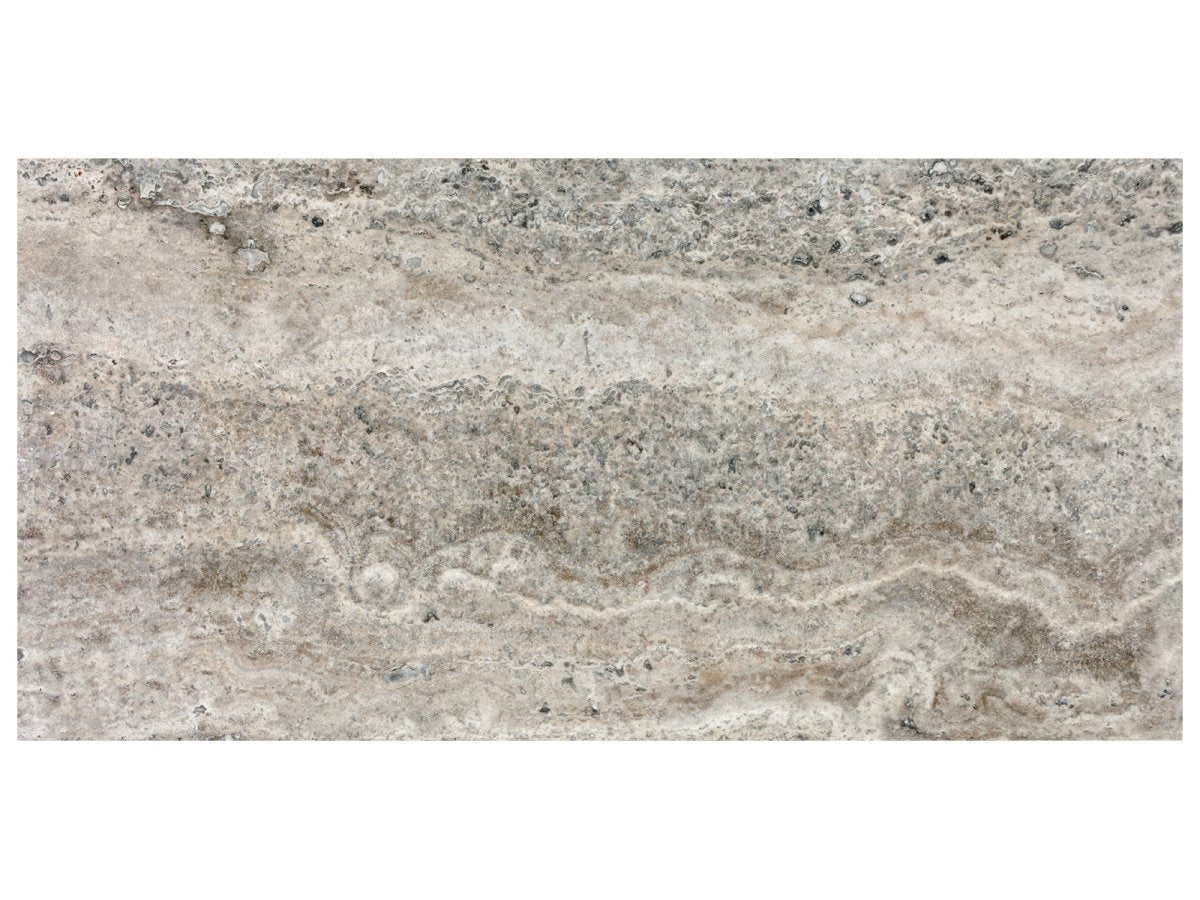 12 X 24 In Silver Ash Filled & Honed Veincut Travertine