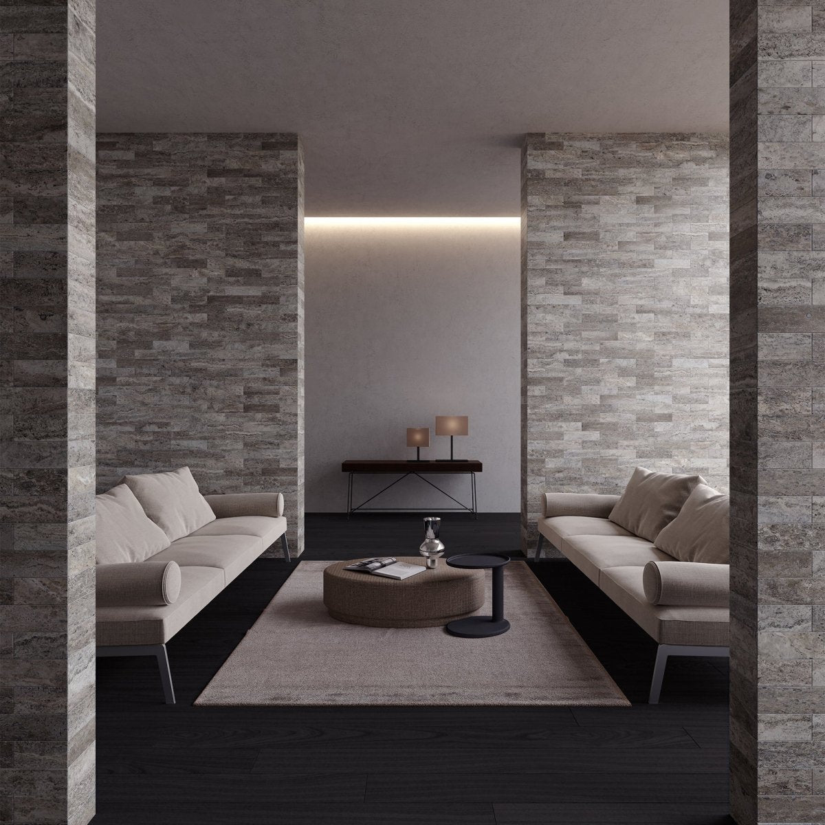 12 X 24 In Silver Ash Filled & Honed Veincut Travertine