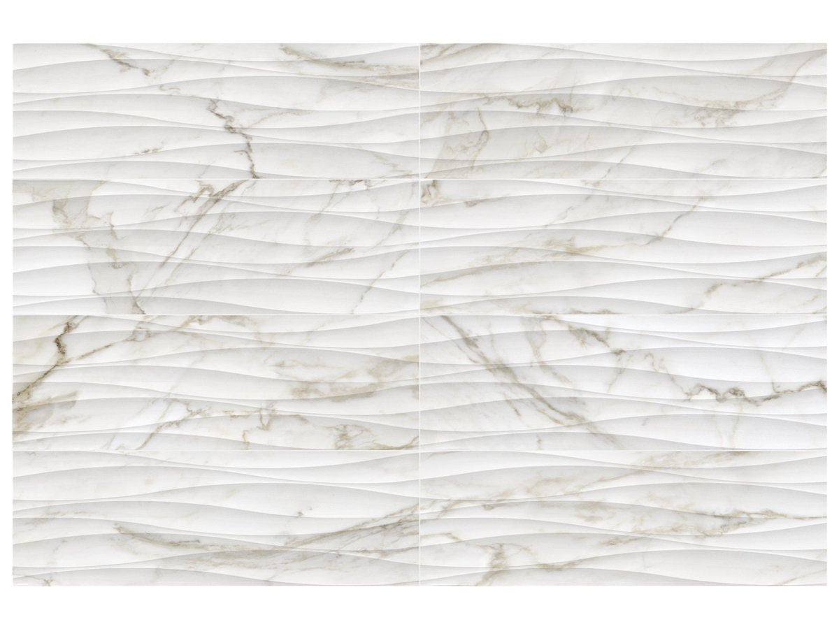 12 X 36 In Curva Raffino Calacatta Matte Rectified Glazed Ceramic