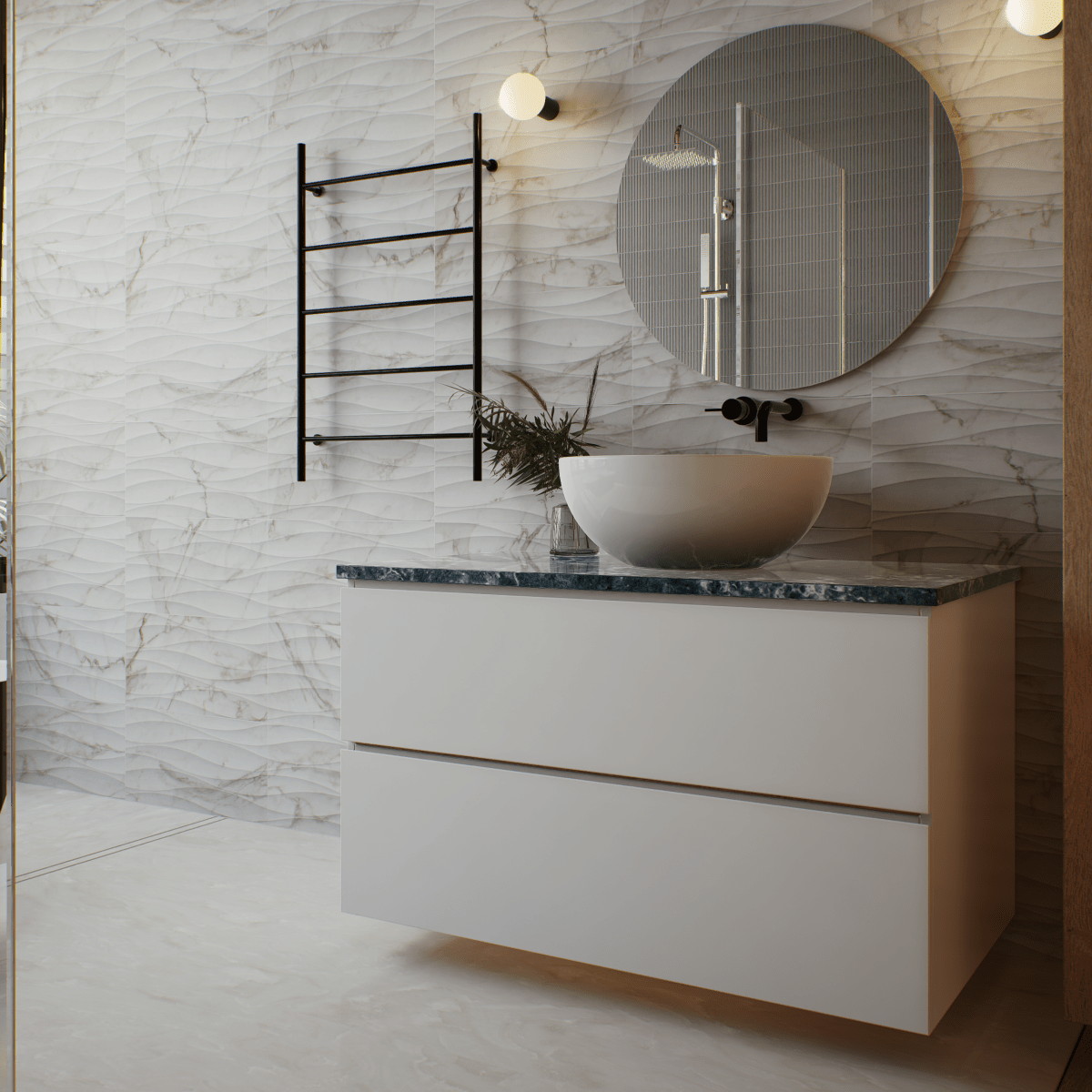 12 X 36 In Curva Raffino Calacatta Matte Rectified Glazed Ceramic