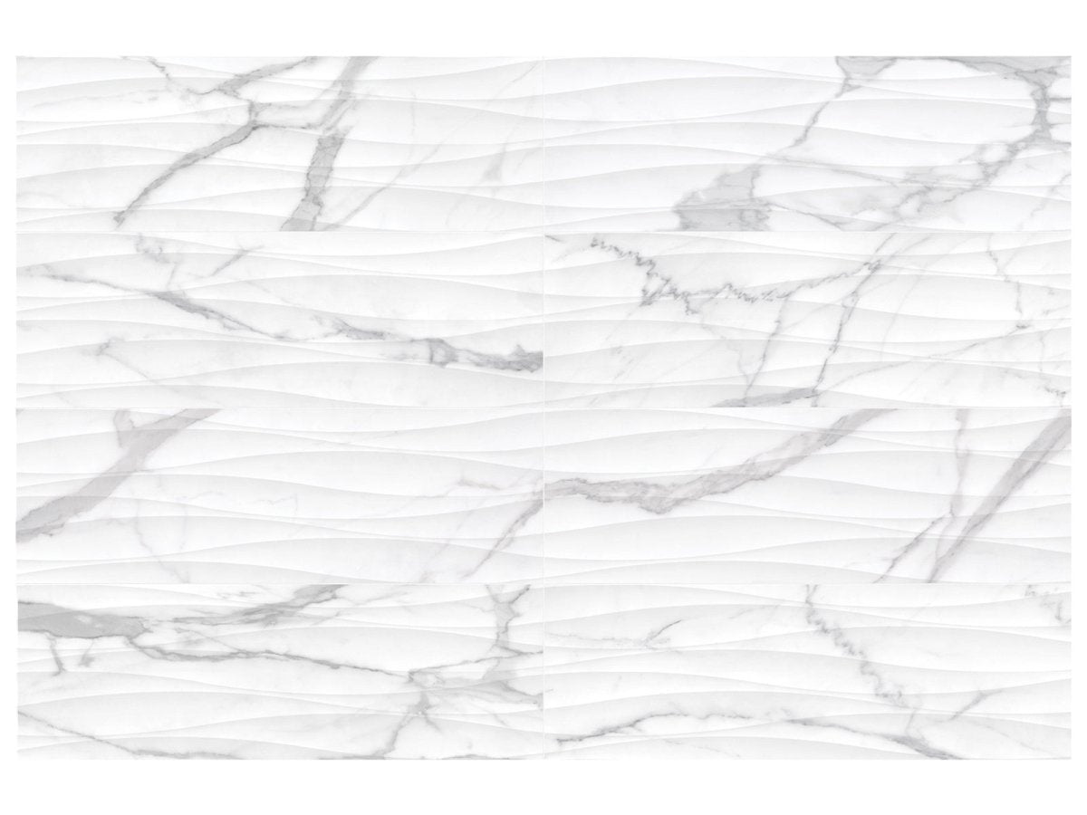 12 X 36 In Curva Raffino Statuario Matte Rectified Glazed Ceramic