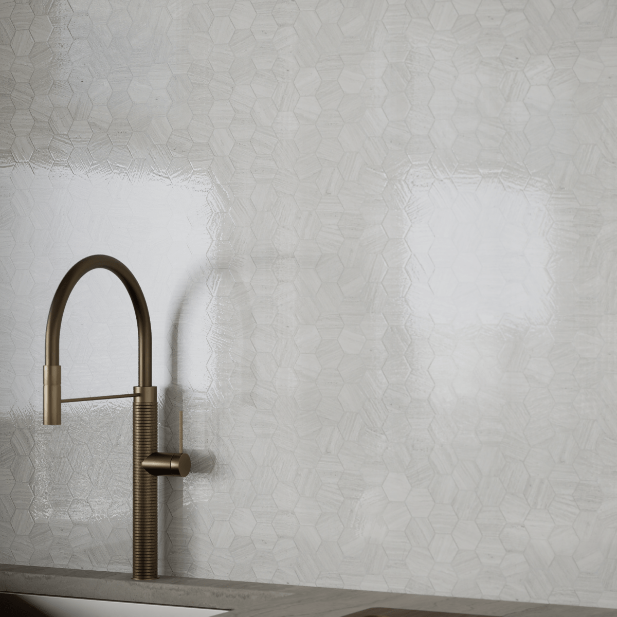 1.25 In Hexagon Mayfair Strada Polished Glazed Porcelain Mosaic