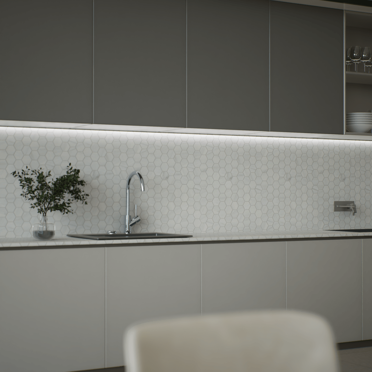 1.25 in. Mayfair Suave Bianco Hexagon Polished Glazed Porcelain Mosaic