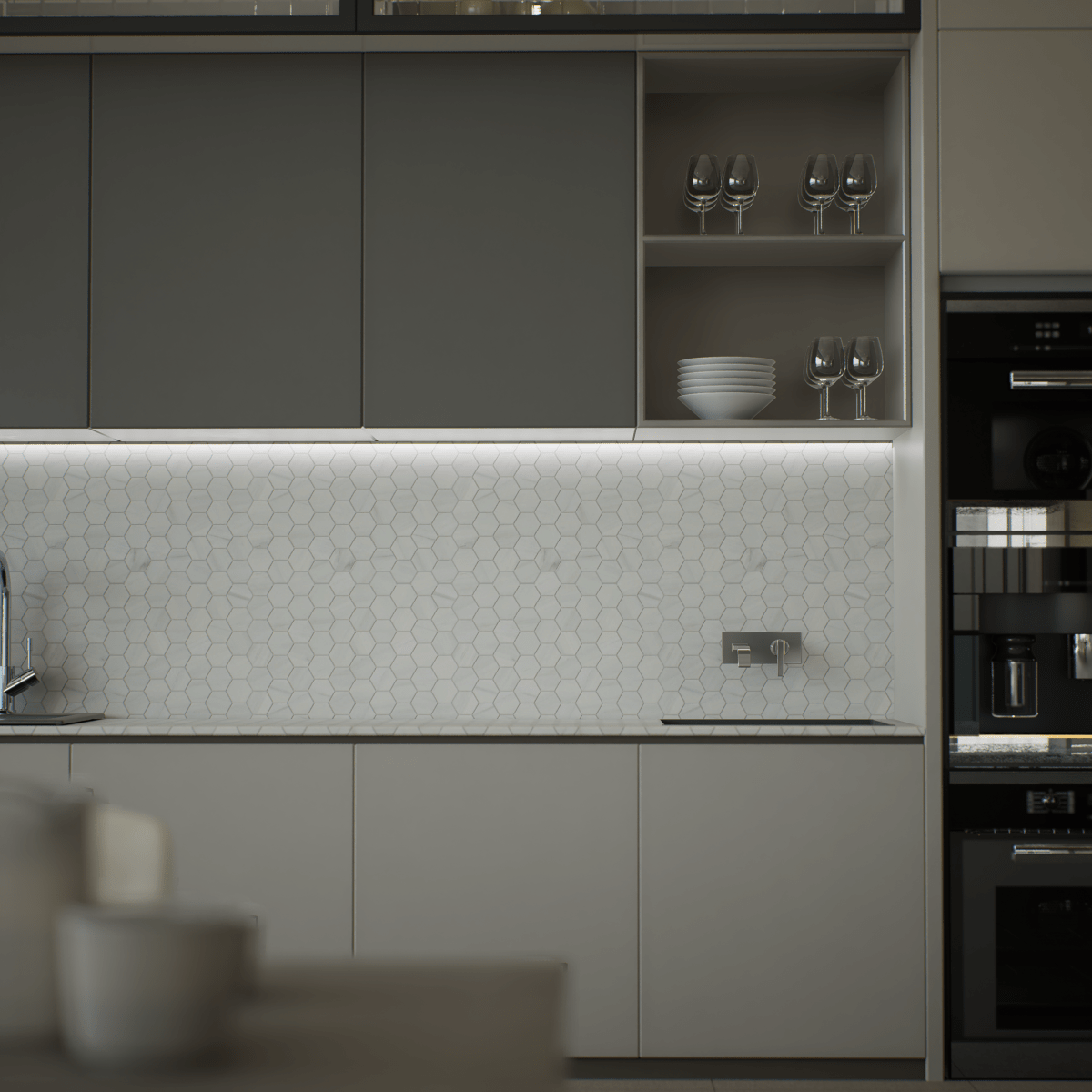 1.25 in. Mayfair Suave Bianco Hexagon Polished Glazed Porcelain Mosaic