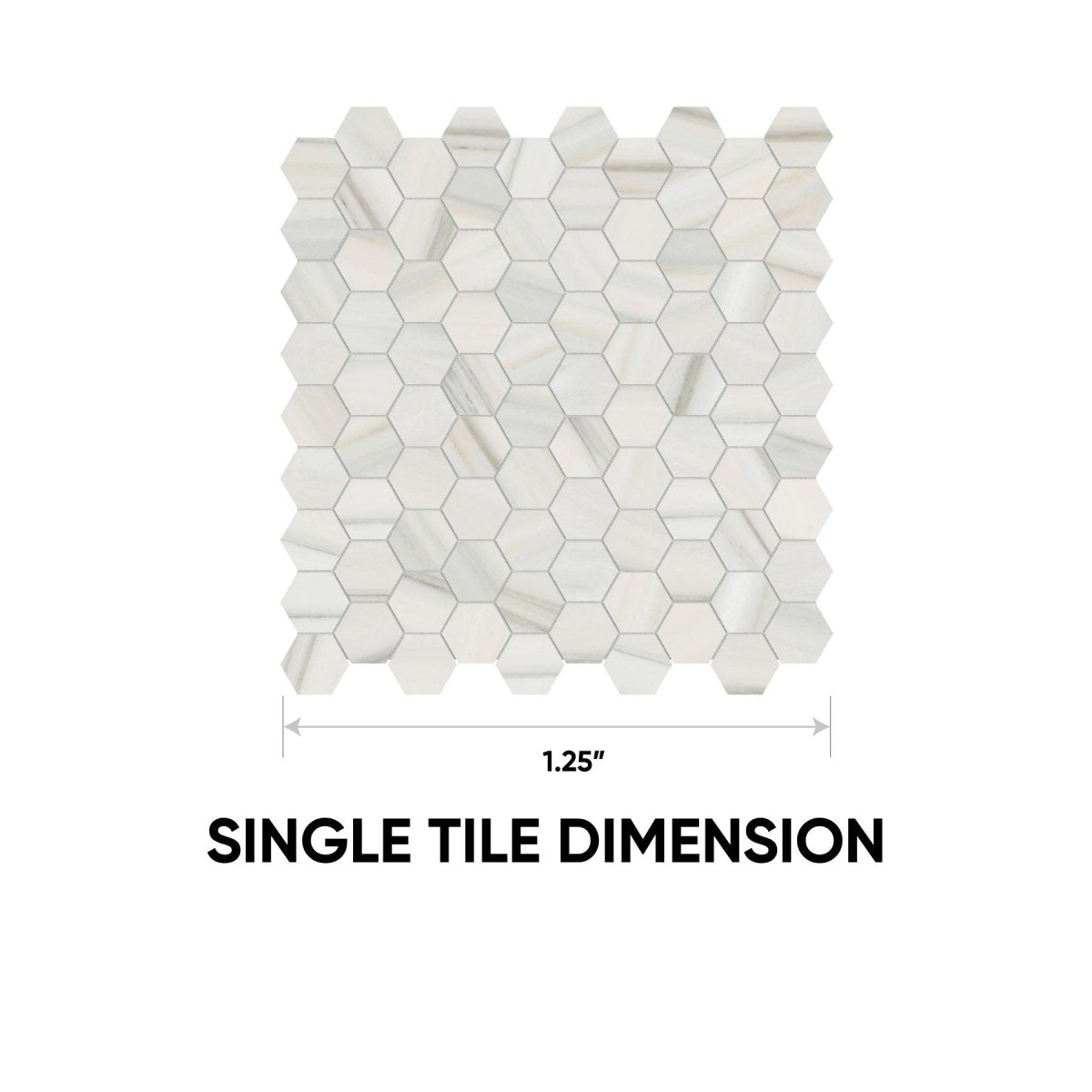 1.25 in. Mayfair Zebrino Hexagon Polished Glazed Porcelain Mosaic