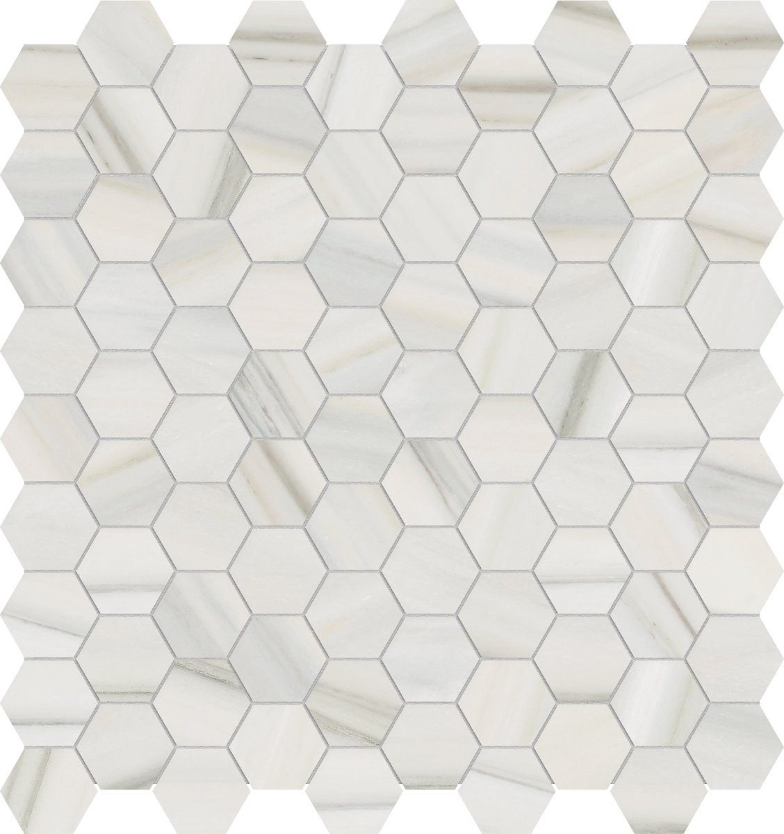 1.25 in. Mayfair Zebrino Hexagon Polished Glazed Porcelain Mosaic