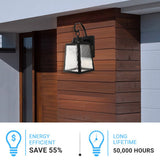 12W LED Outdoor Wall Lantern Fixture with Water Glass Shade, 4000K (Cool White), Dimmable, ETL Listed