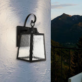 12W LED Outdoor Wall Lantern Fixture with Water Glass Shade, 4000K (Cool White), Dimmable, ETL Listed