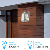 12W LED Outdoor Wall Lantern Fixture with Water Glass Shade, 4000K (Cool White), Dimmable, ETL Listed