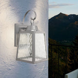 12W LED Outdoor Wall Lantern Fixture with Water Glass Shade, 4000K (Cool White), Dimmable, ETL Listed