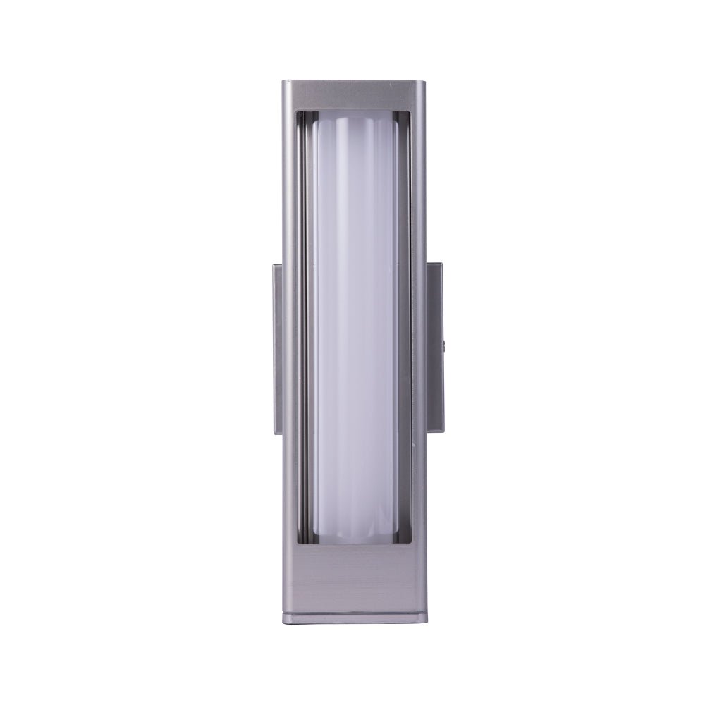 12W Modern LED Outdoor Wall Sconce Light, Silver Finish, Dimmable, ETL Listed - Wet Location