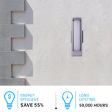 12W Modern LED Outdoor Wall Sconce Light, Silver Finish, Dimmable, ETL Listed - Wet Location