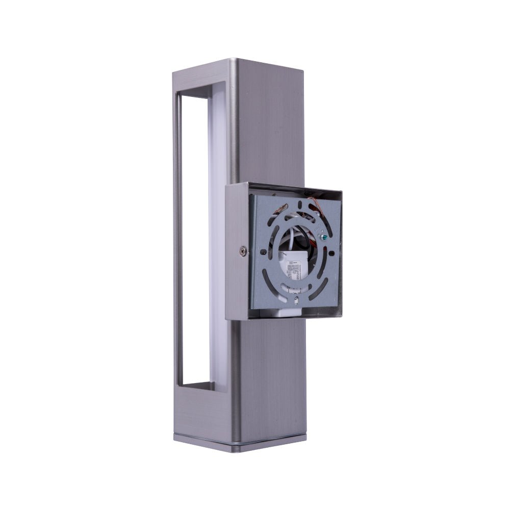 12W Modern LED Outdoor Wall Sconce Light, Silver Finish, Dimmable, ETL Listed - Wet Location