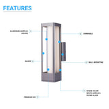12W Modern LED Outdoor Wall Sconce Light, Silver Finish, Dimmable, ETL Listed - Wet Location
