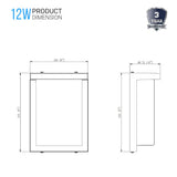 12W Rectangle Shape LED Outdoor Wall Sconce, Painted Silver Finish, White Acrylic Shade, ETL Listed