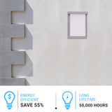 12W Rectangle Shape LED Outdoor Wall Sconce, Painted Silver Finish, White Acrylic Shade, ETL Listed