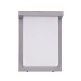12W Rectangle Shape LED Outdoor Wall Sconce, Painted Silver Finish, White Acrylic Shade, ETL Listed