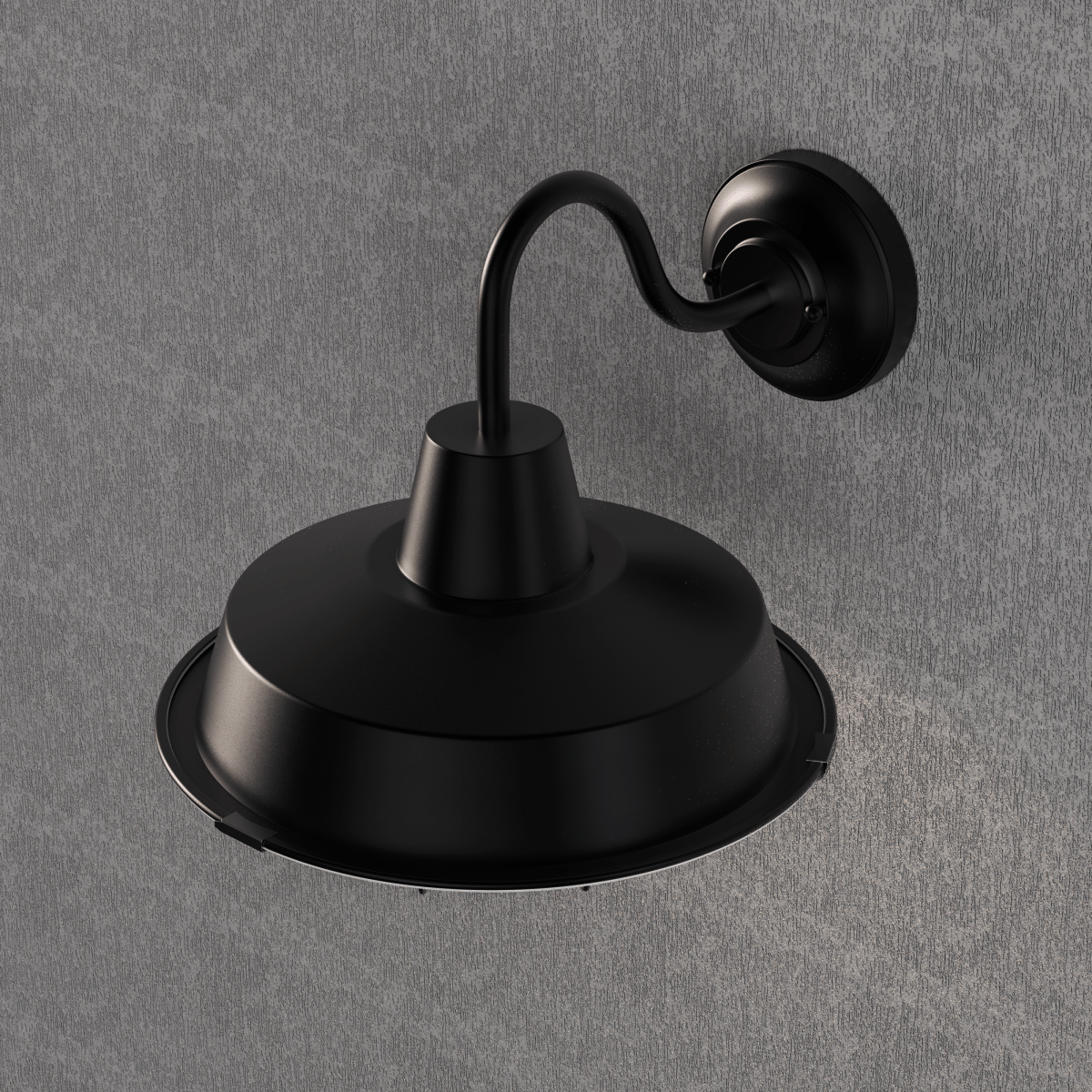 12W Textured Black Gooseneck LED Outdoor Wall Light with Nickel Cage, 3000K (Warm White), Dimmable, 1000 Lumens, ETL Listed