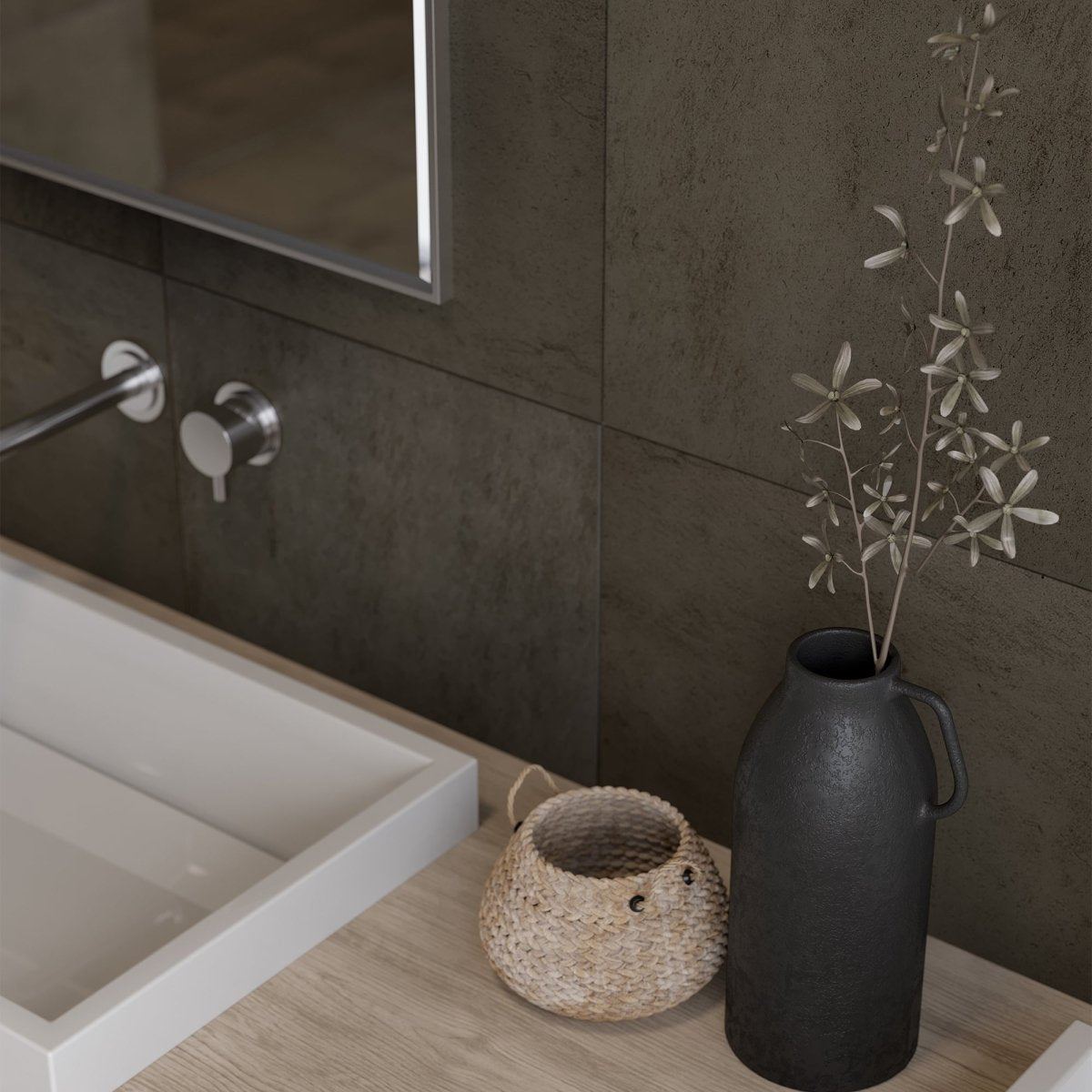 13 X 13 In Cinq Brown Matte Pressed Glazed Ceramic