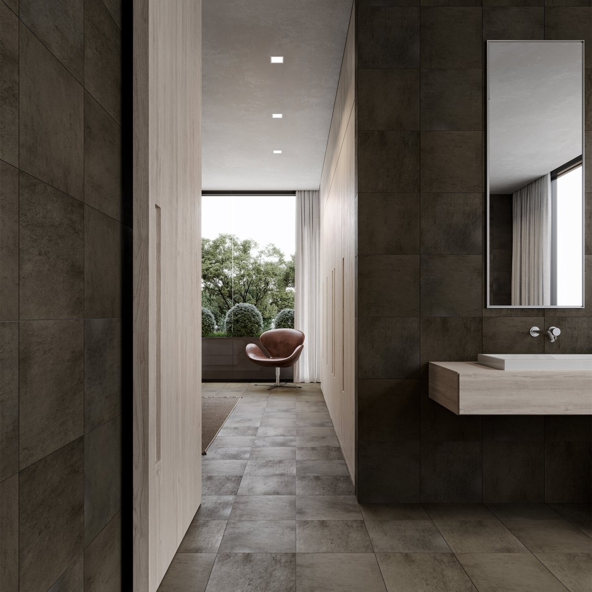 13 X 13 In Cinq Brown Matte Pressed Glazed Ceramic