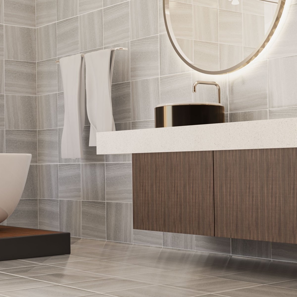 13 x 13 in Davenport Matte Pressed Glazed Ash Porcelain Tile