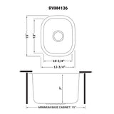 13 x 15 inch Bar Prep Sink Undermount 16 Gauge Stainless Steel