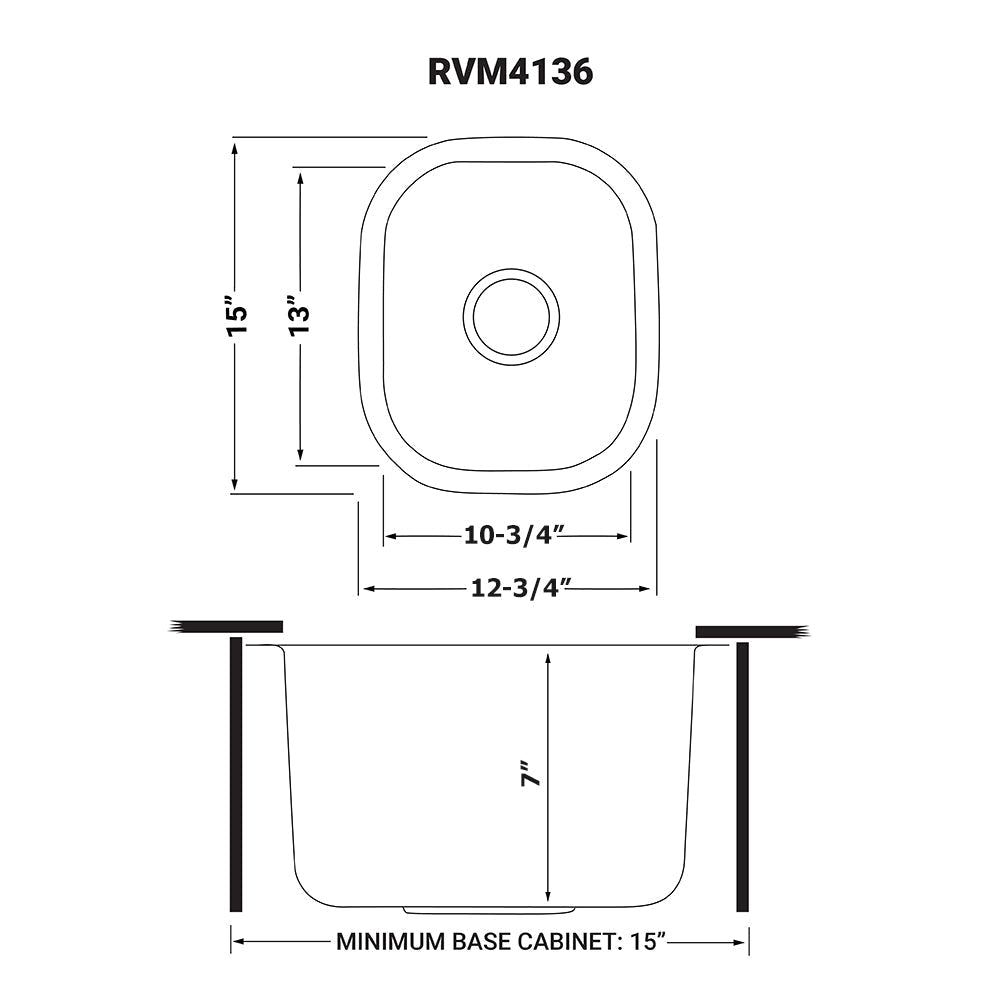 13 x 15 inch Bar Prep Sink Undermount 16 Gauge Stainless Steel