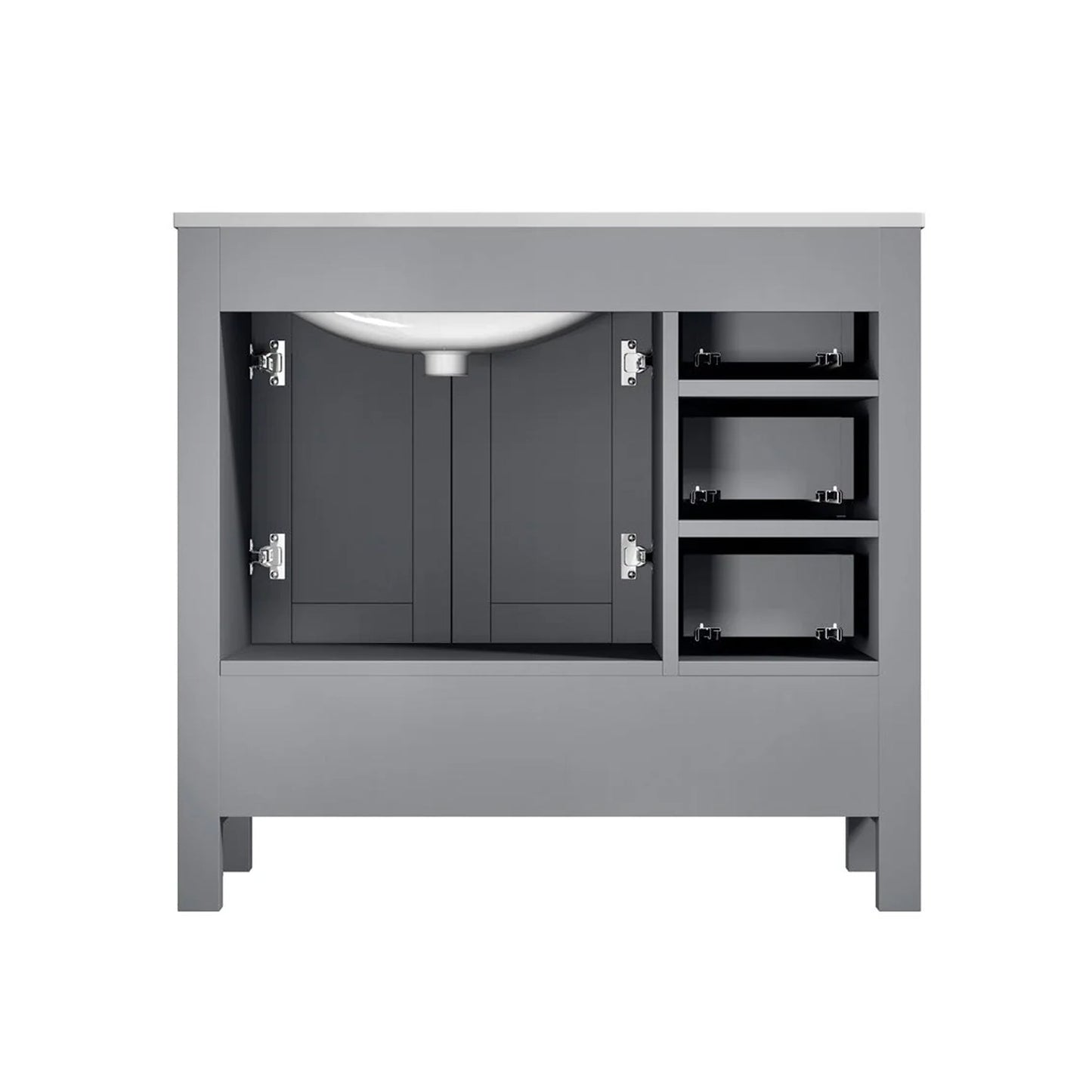 Jacques 84 in. Bathroom Freestanding Bathroom Vanity With Undermount Ceramic Sink, White Carrara Marble