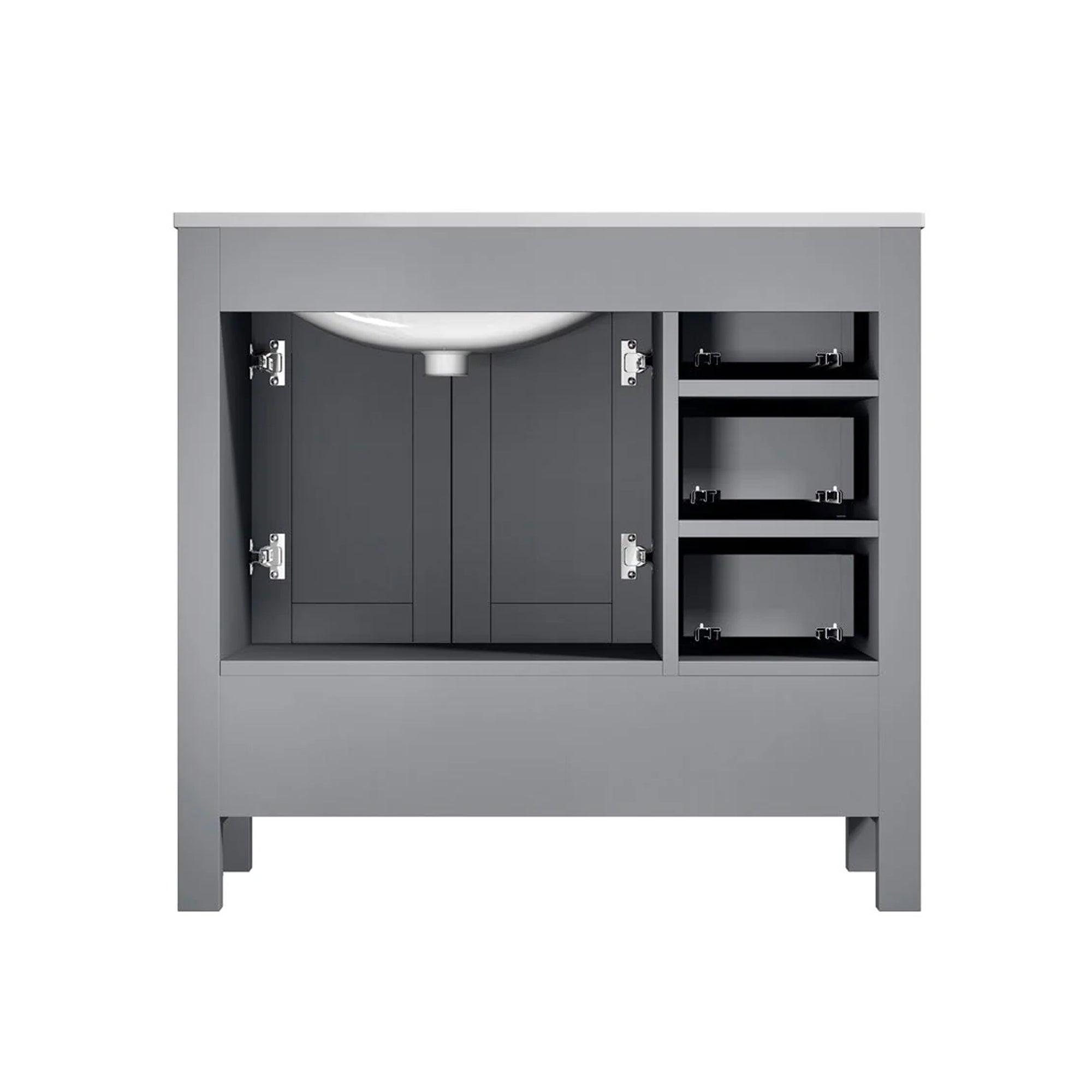 Jacques 84 in. Bathroom Freestanding Bathroom Vanity With Undermount Ceramic Sink, White Carrara Marble