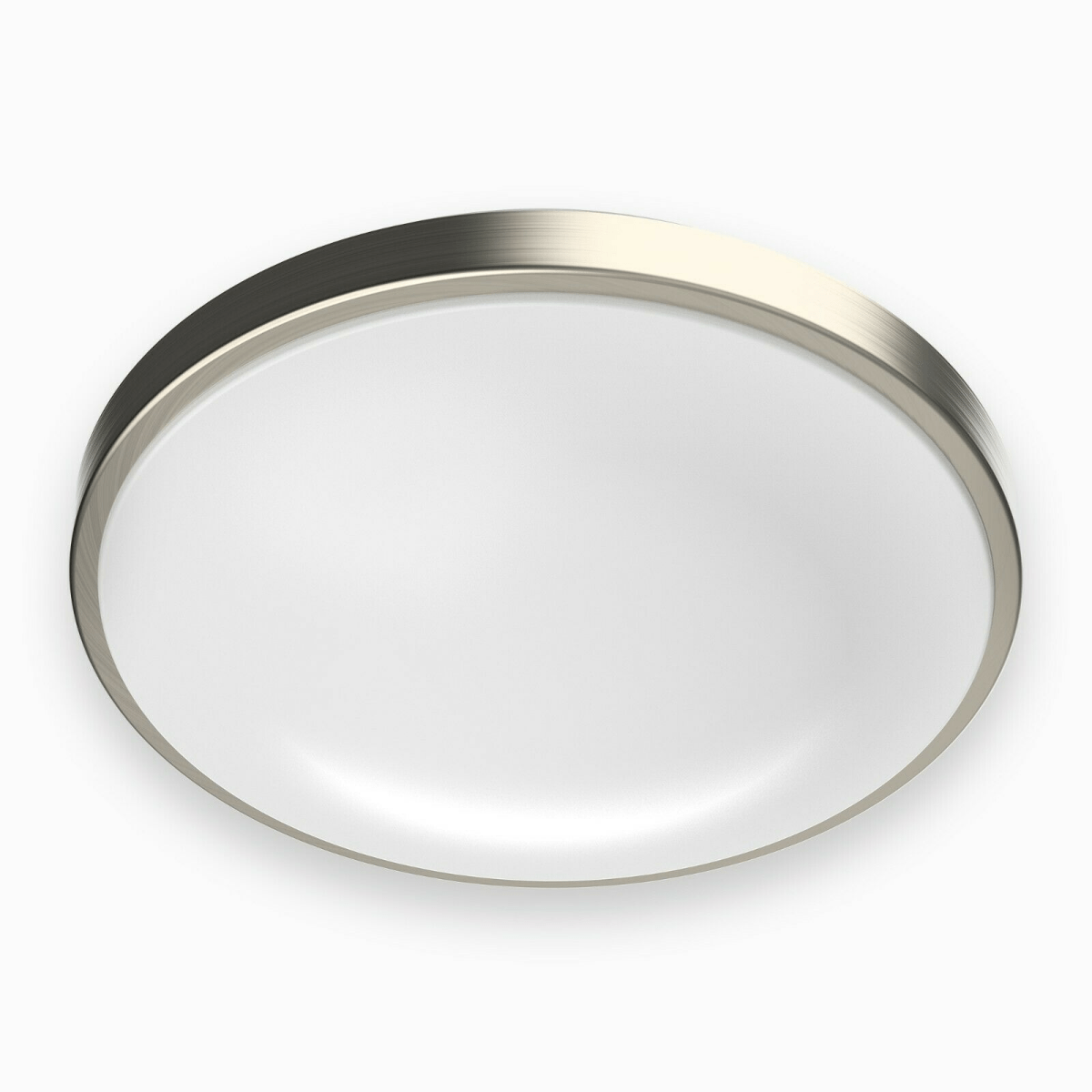 14 in. Round Brushed Nickel Dimmable Flush Mount Ceiling Light, Single Ring - 1750 Lumens - Power - 25W - 3 Color Switchable (3000K/4000K/5000K)