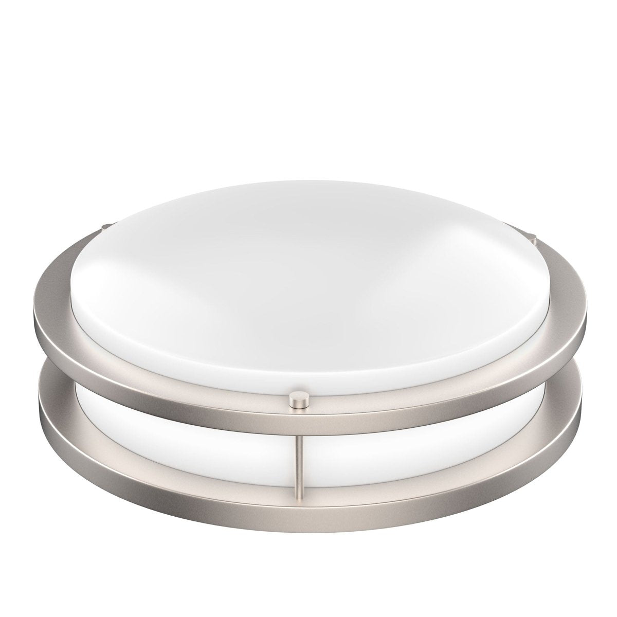 14 inch Dimmable LED Flush Mount Ceiling Lights, Double Ring, 22W, 1600 Lumens, 3000K/4000K/5000K Changeable Ceiling Lights, Brushed Nickel Finish Steel, For Hallway Kitchen Stairwell, ETL Listed