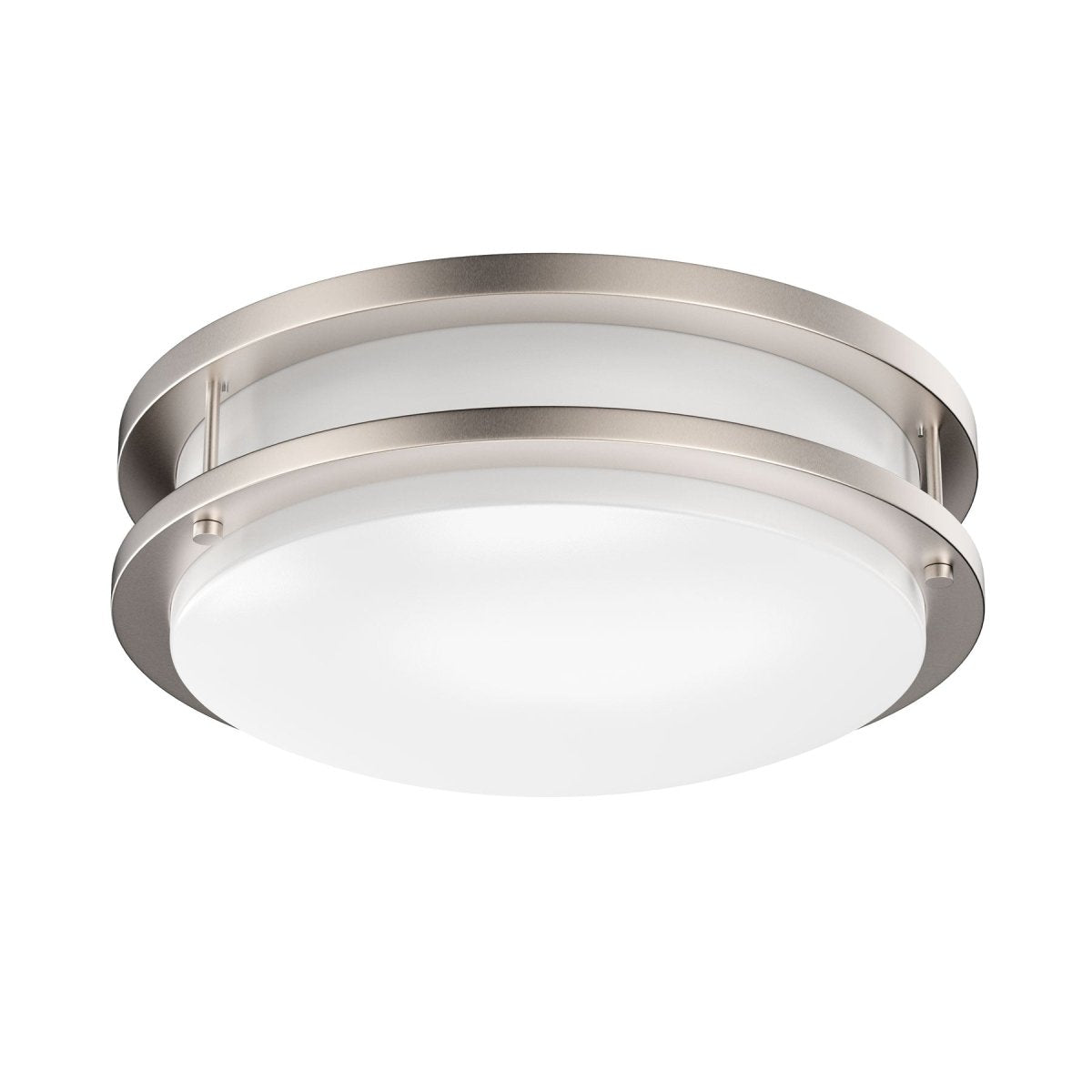 14 inch Dimmable LED Flush Mount Ceiling Lights, Double Ring, 22W, 1600 Lumens, 3000K/4000K/5000K Changeable Ceiling Lights, Brushed Nickel Finish Steel, For Hallway Kitchen Stairwell, ETL Listed