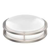14 inch Dimmable LED Flush Mount Ceiling Lights, Double Ring, 22W, 1600 Lumens, 3000K/4000K/5000K Changeable Ceiling Lights, Brushed Nickel Finish Steel, For Hallway Kitchen Stairwell, ETL Listed
